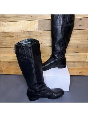 Arturochiang Riding Boots Women’s 8B/38 Black Zip Up Low Heel Sleek Minimalist